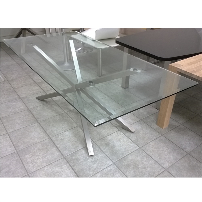 Glas spisebord med stål bordstel