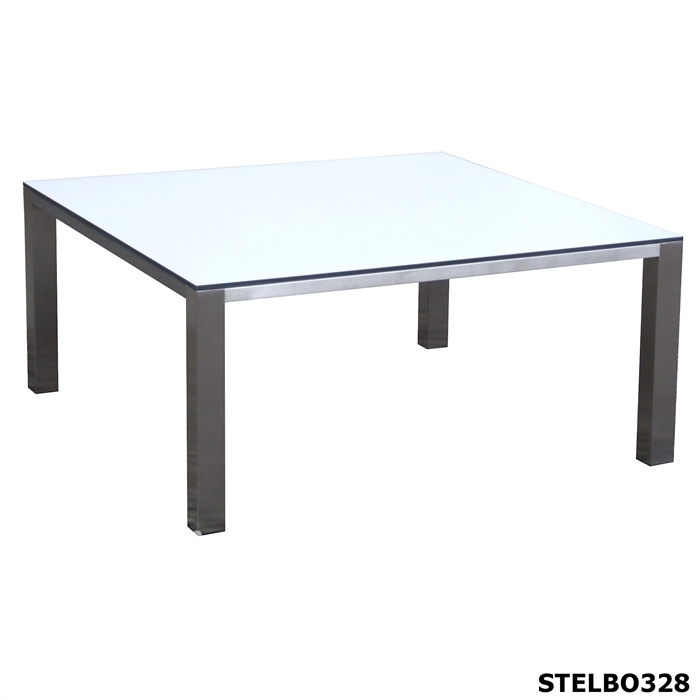 Hvidt sofabord i kompaktlaminat og stål