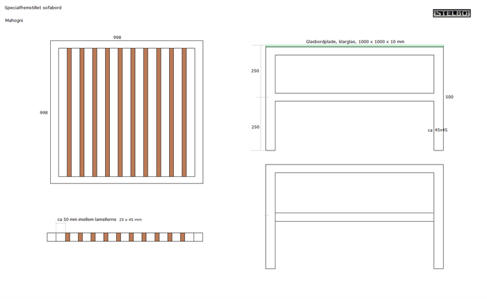 20210118 Specialfremstillet Sofabord i mahogni, med tonet glas