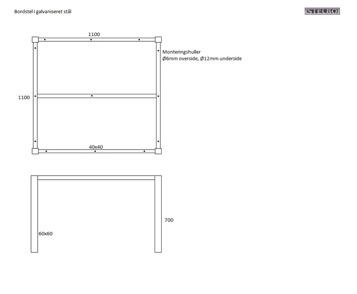 20160927 Specialfremstillet bordstel. Galvaniseret.  Ex fragt