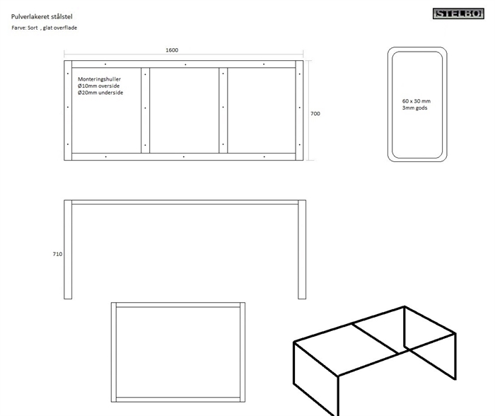 20170914 Specialfremstillet bordstel i pulverlakeret sortstål