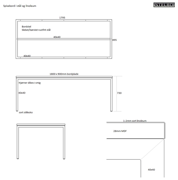 20161017 Specialfremstillet linoleumbord 1800x900x730mm