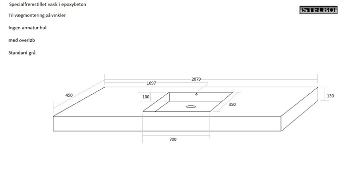 20171206 Specialfremstillet Vask i epoxybeton 2079x450x130