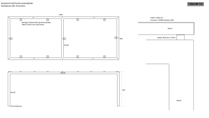 20170502 Specialfremstillet linoleumbord 2400x1000mm