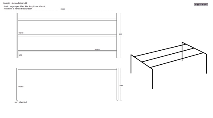 20160919 Specialfremstillet bordstel. Stelbo 411.  Ex fragt