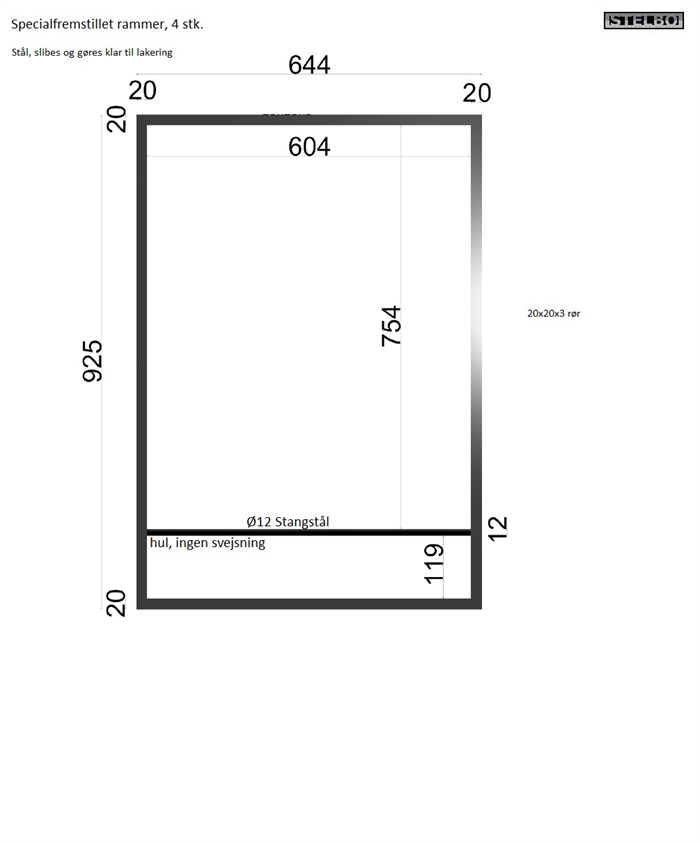 20180714 Specialfremstillet stålrammer, 4 stk. 