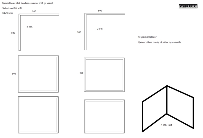 20200127 Specialfremstillet stelvinkler, 4 stk.