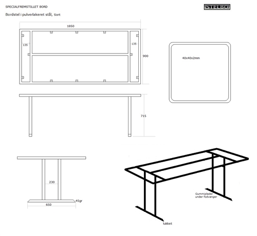 20200106 Specialfremstillet bord med laminatbordplade og forlængerplade