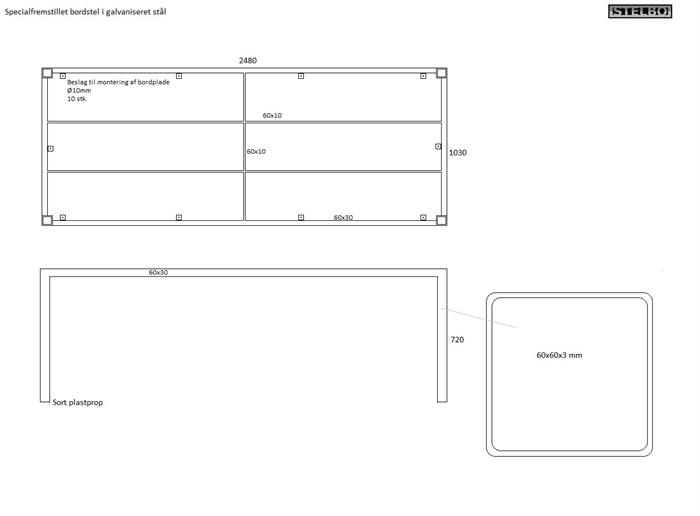 20180730 Specialfremstillet Spisebordsstel i galvaniseret stål
