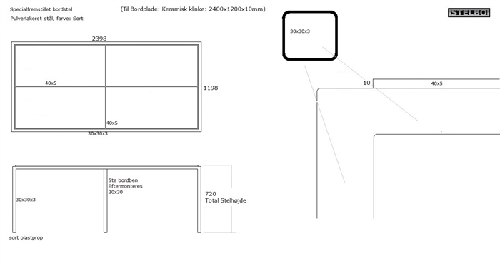 20211029 Specialfremstillet bordstel i pulverlakeret sort stål