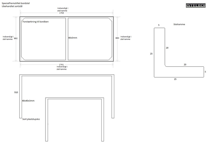 20170807 Specialfremstillet bordstel i ubehandlet sortstål