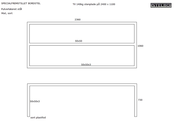 20220303 Specialfremstillet bordstel, sortlakeret