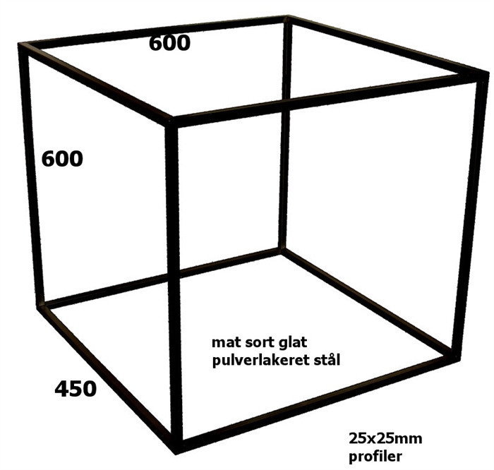 20190129 Specialfremstillet bordstel. Sortlakeret stål. 600x450x600mm