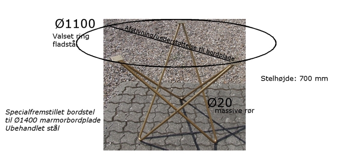 20180803 Specialfremstillet bordstel. Hårnålemodel med Ø20mm rør. Ubeh. stål