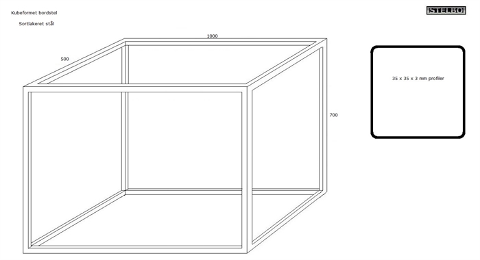 20210322 Specialfremstillet bordstel. Sortlakeret stål