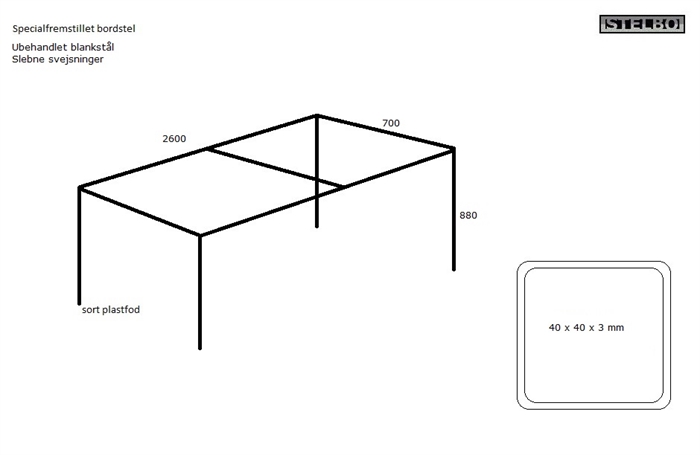 20210726 Specialfremstillet bordstel, ubehandlet blankstål