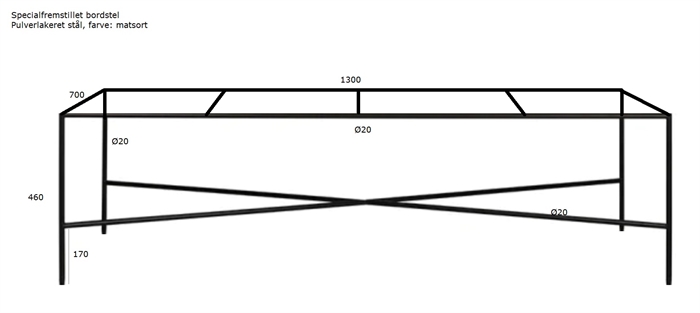 20220121 Specialfremstillet bordstel, sortlak, Ø20