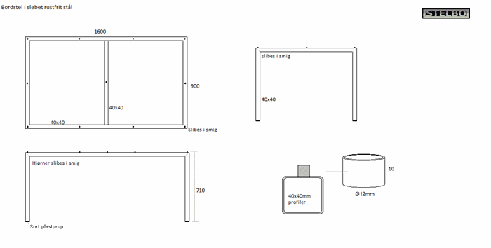 20171213 Specialfremstillet bordstel i rustfrit stål