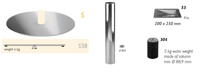 20170106 Specialfremstillet cafebordstel, højde 80cm. S38-03-53, Forkromet