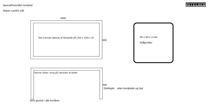 20211111 Specialfremstillet bordstel i rustfrit stål