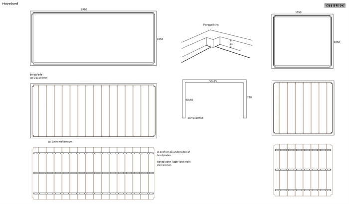 20170502 Specialfremstillet haveborde, 2 stk. Rustfrit med Ipé bordplade