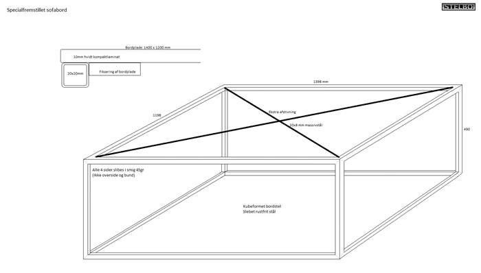 20180404 Specialfremstillet sofabord med kompaktlaminat bordplade, 140x120x50cm
