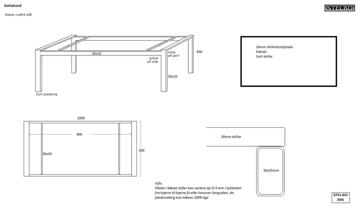 20170828 Sofabord med kløvet skifer, model 306, 100x50cm