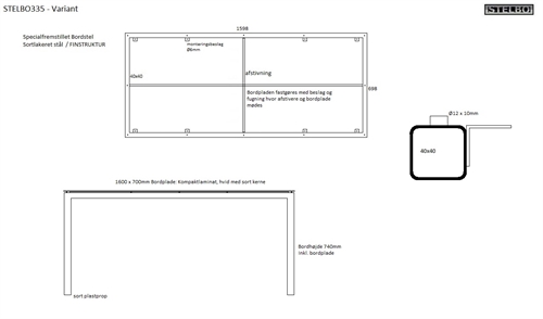 20180424 Specialfremstillet spisebord med kompaktlaminat bordplade. 160 x 70 x 74cm