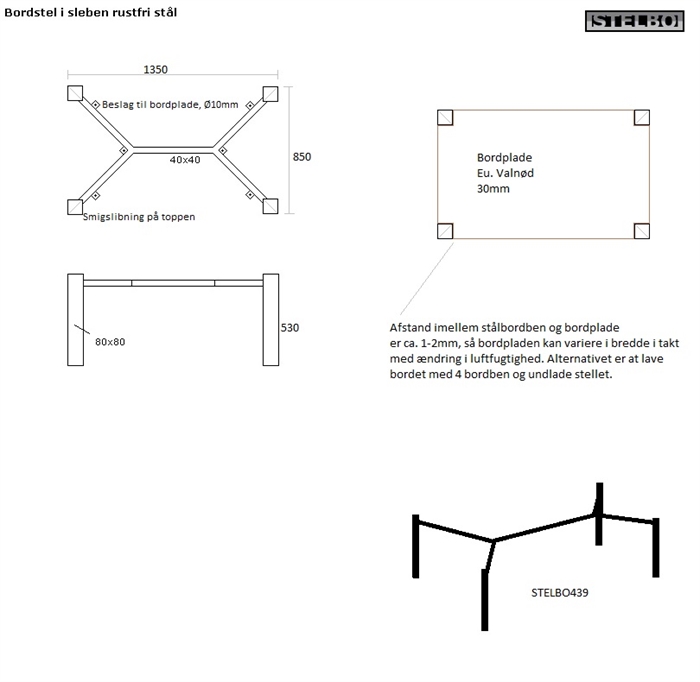 20171114 Specialfremstillet sofabord med valnøddebordplade, 135x85x53cm