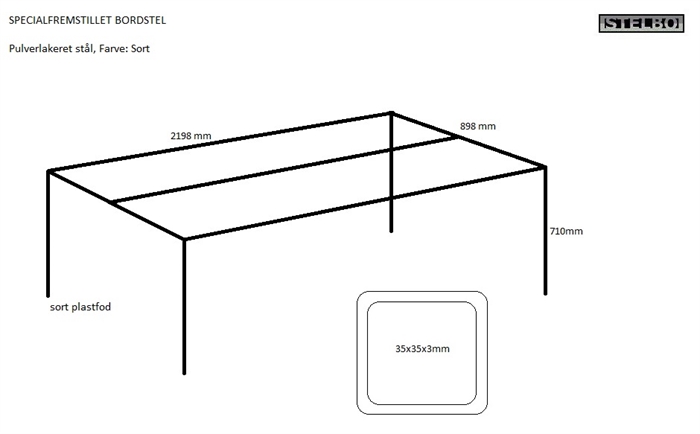 20191209 Specialfremstillet bordstel. Pulverlakeret stål. 2 stk. Inkl. levering