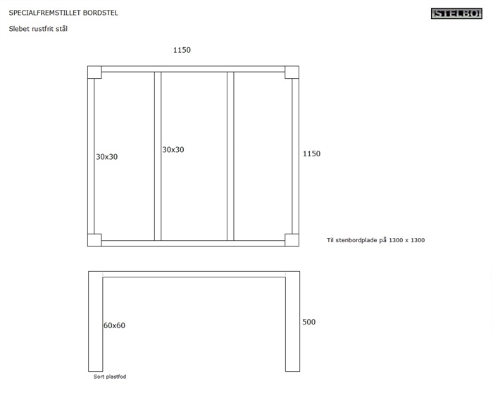 20200312 Specialfremstillet bordstel i rustfrit stål