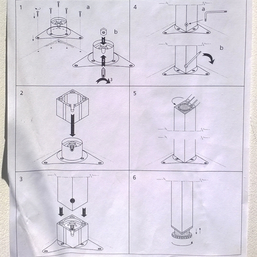 Samlevejledning, firkantede bordben