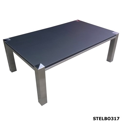 Sort linoleums sofabord med rustfrit stål