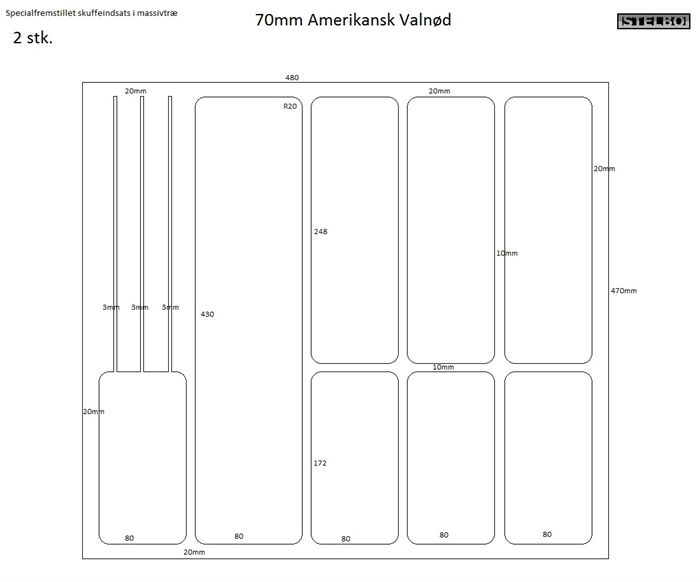 20180117 Specialfremstillet skuffeindsats, 2 stk. Am Valnød