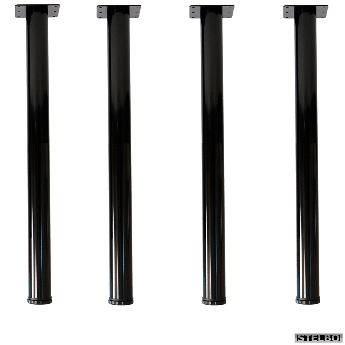 4 stk. bordben. 71-74cm, Ø60mm, Sortlakerede