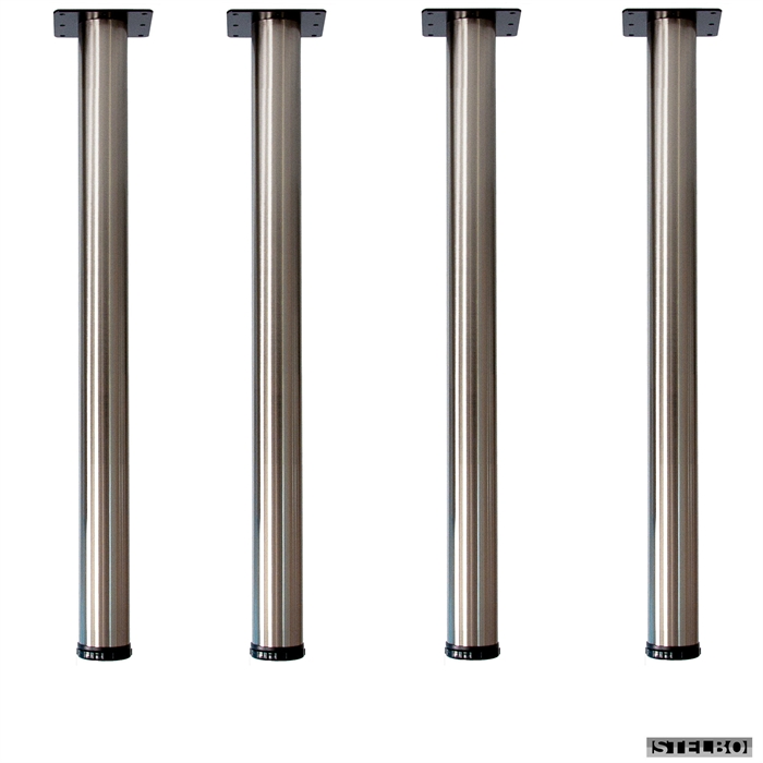 Børstet stål bordben, æske med 4 stk. 71-74cm