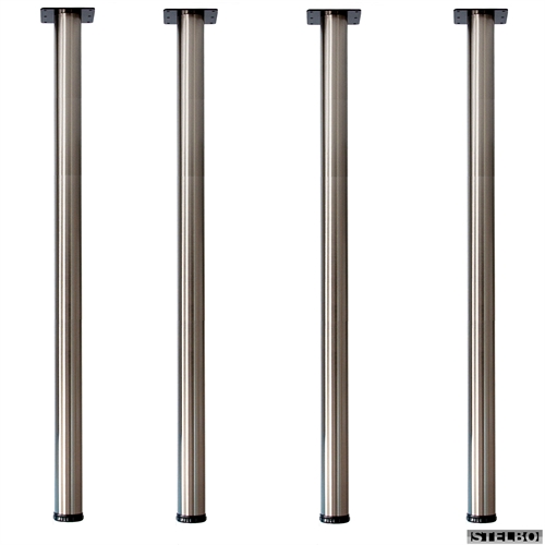 Børstet stål bordben, æske med 4 stk. 110-113cm