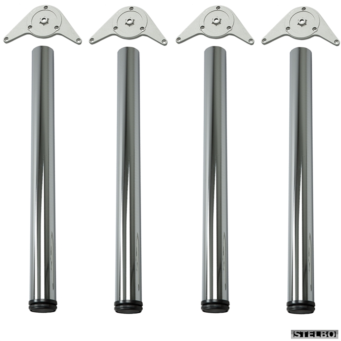 Forkromede bordben, æske med 4 stk. 71-74cm