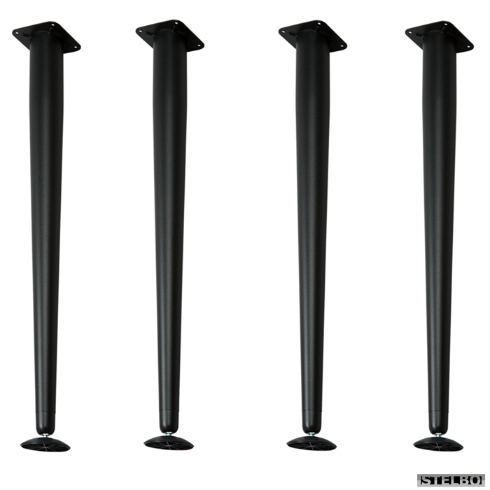 Koniske Sorte bordben, æske med 4 stk. 71cm