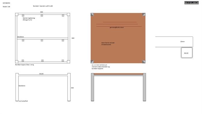 20170419 Specialfremstillet sofabord STELBO138, 90x90x50cm.
