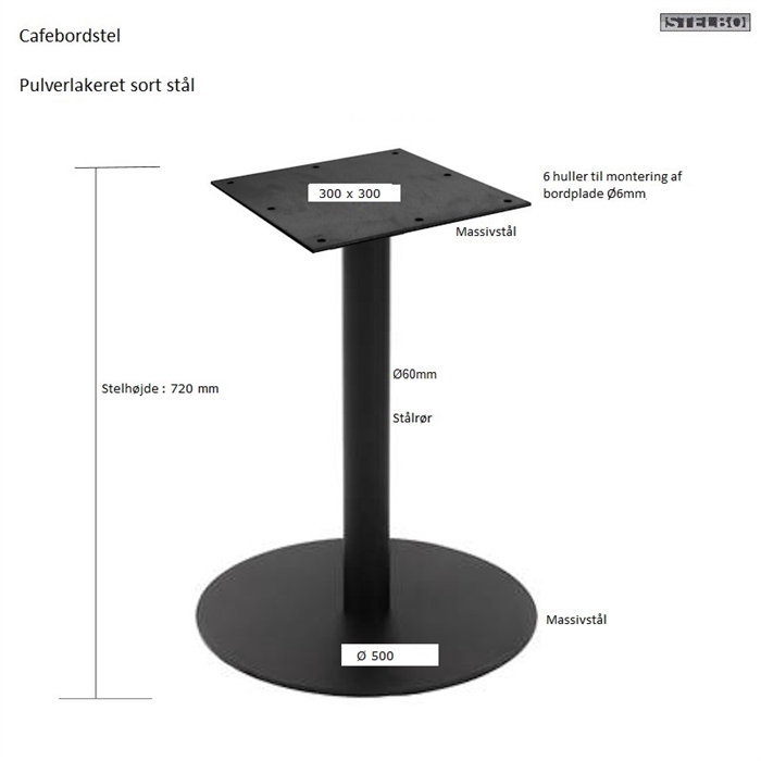 20200303 Specialfremstillet bordstel. Sort pulverlakeret stål. 2 stk. cafebordstel