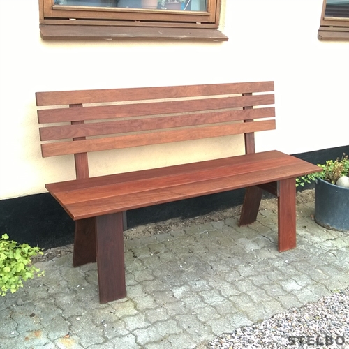 Jerntræ bænk med ryglæn, Ipé